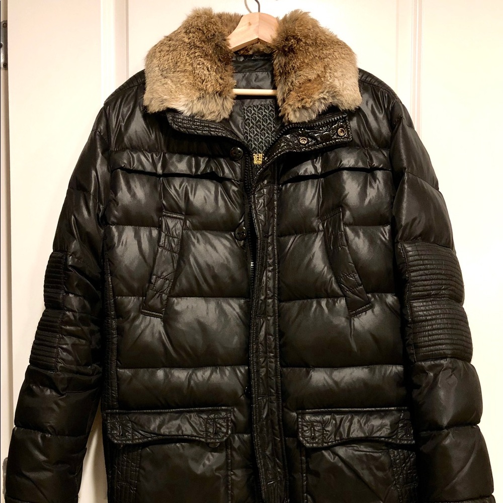 Premium puffer parka with real fur and feathers